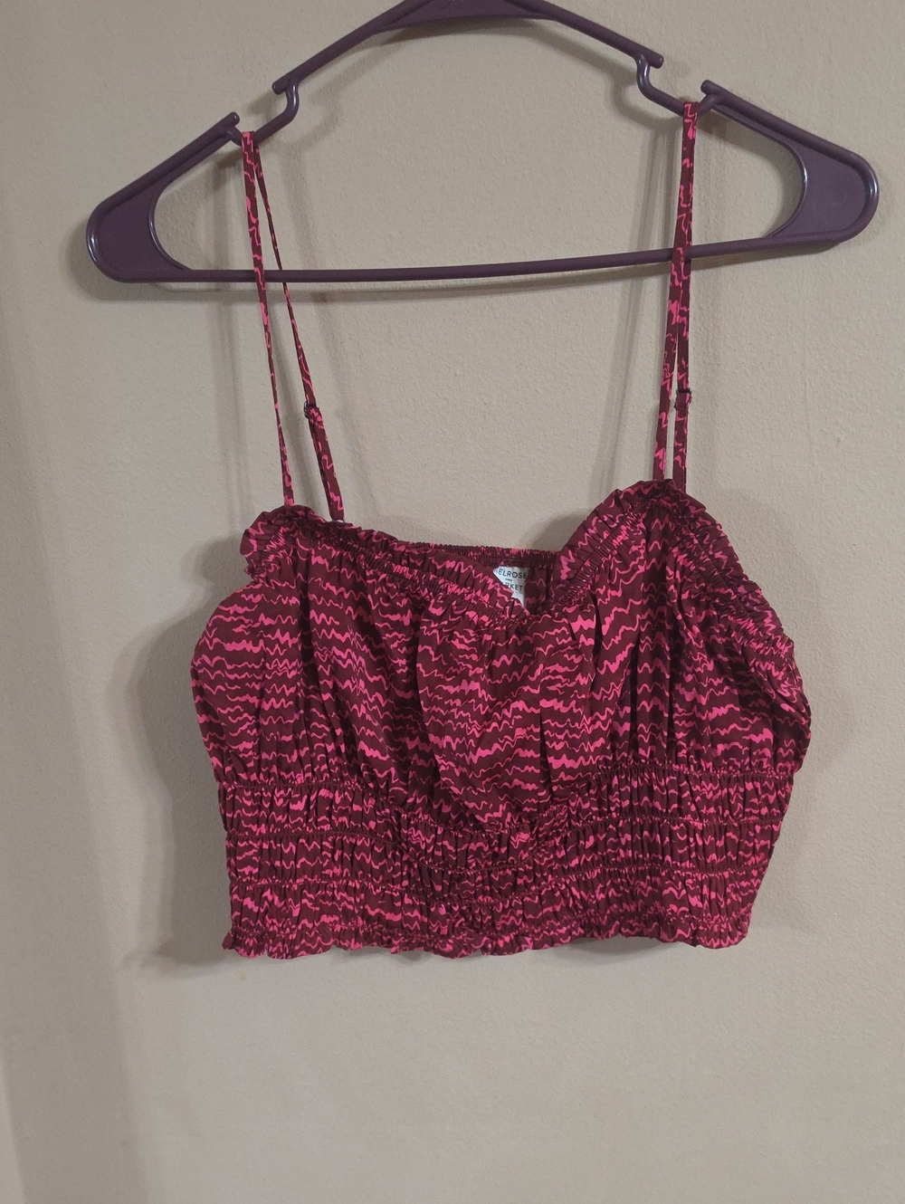 Melrose and Market Pink Patterned Smocked Crop Cami